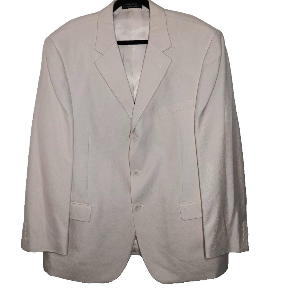 Cezani Blazer Mens 46R Cream 100% Silk Sport Coat Jacket Classic Formal